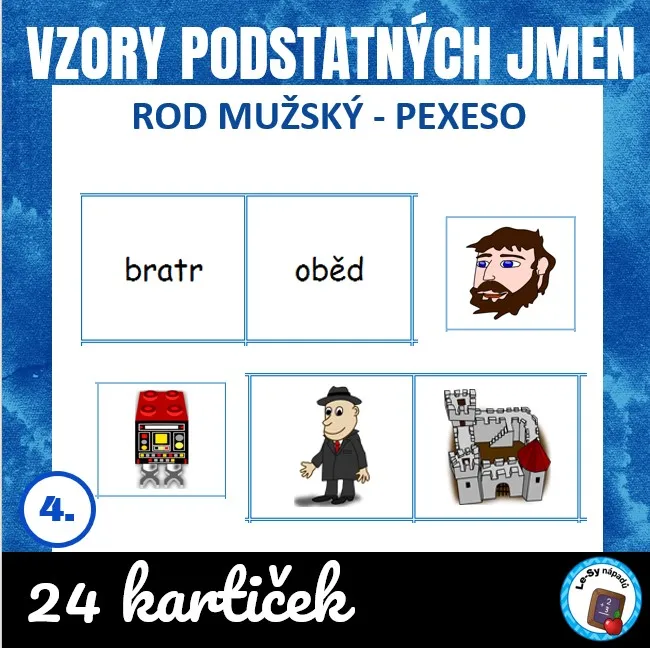 Vzory podst jmen, rod mužský - pexeso