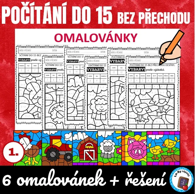 Počítání do 15 s omalovánkou - farma