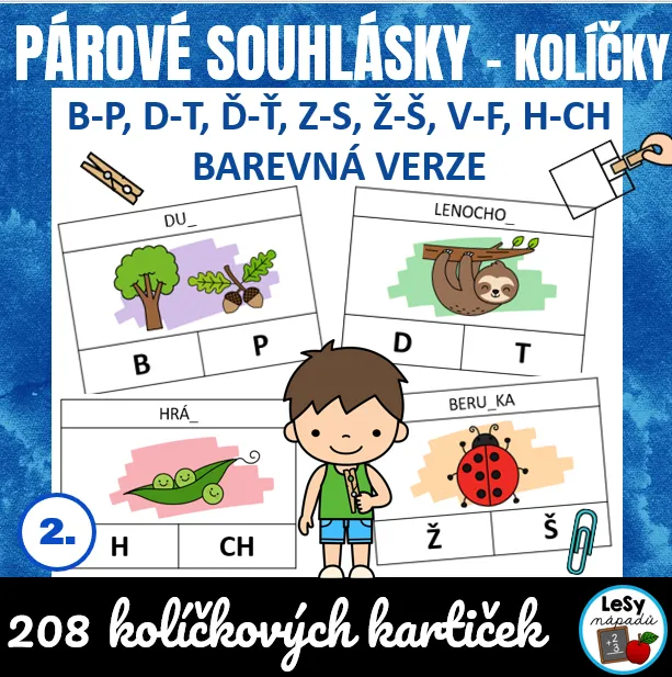 Párové souhlásky - barevné kolíčkovky 