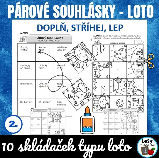 Párové souhlásky - loto s obrázky z farmy