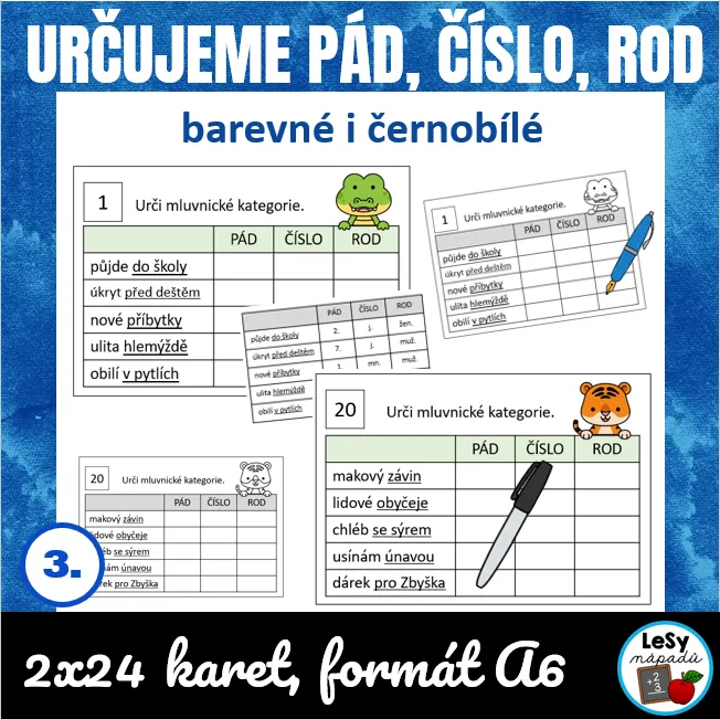 Určujeme pád, číslo a rod podstatných jmen