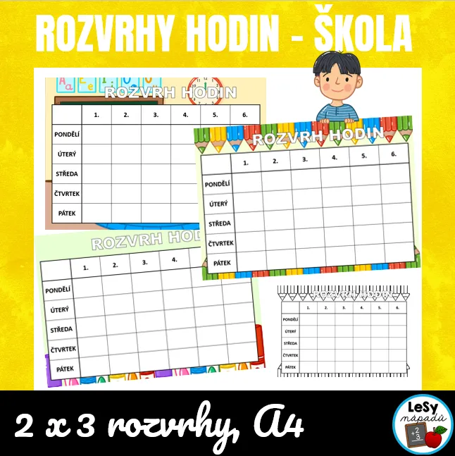 Rozvrhy hodin - škola, zdarma