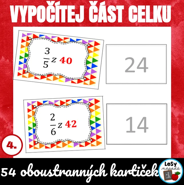 Zlomky - vypočítej část celku