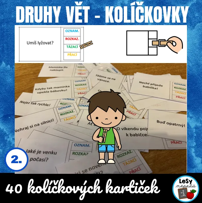 Druhy vět - kolíčkové karty