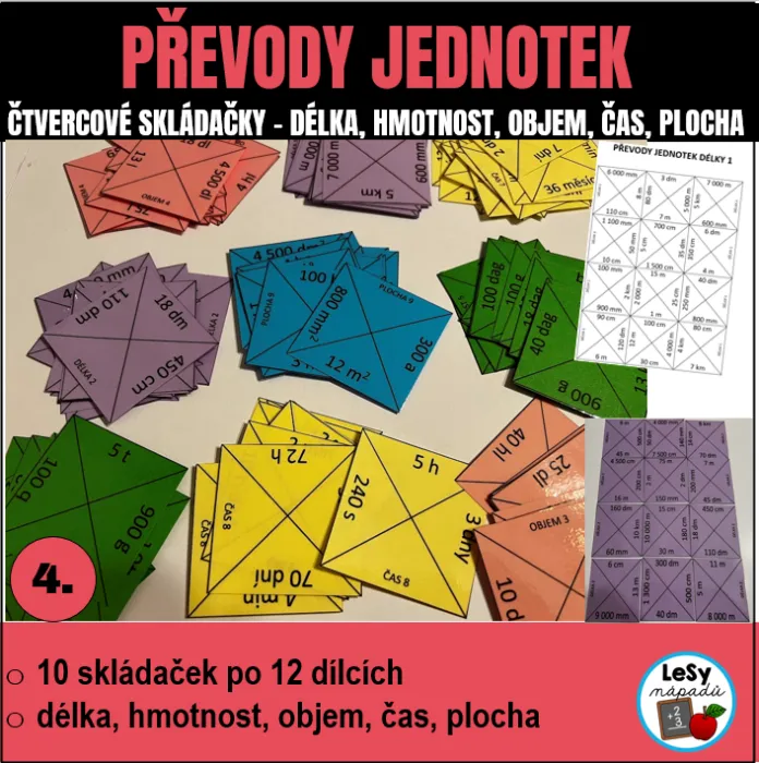 Převody jednotek - čtvercové skládačky