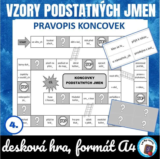 Pravopis koncovek podstatných jmen - desková hra
