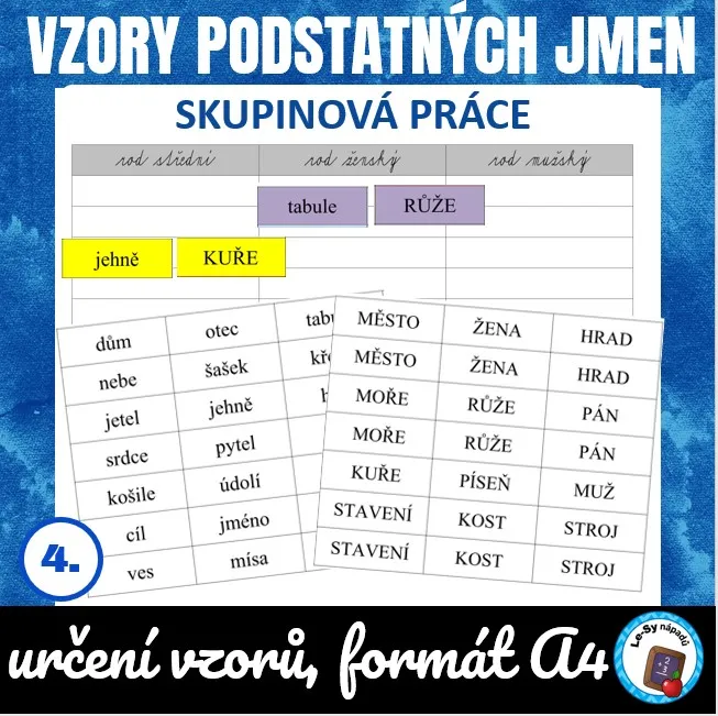 Určení vzorů podst. jmen - skupinová práce