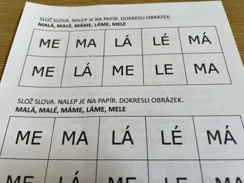 Vytištěná pomůcka použitá ve třídě