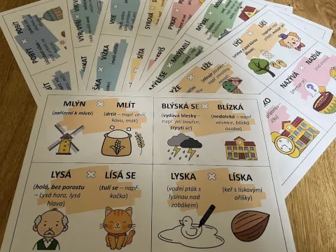 Materiál Dvojice VS, flashcards, barevná verze použitý ve třídě