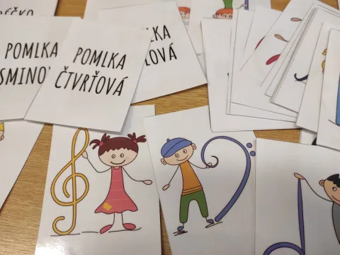 Materiál Hudební pojmy - demonstrační karty použitý ve třídě