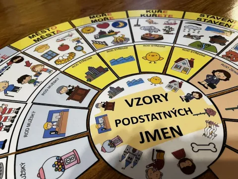 Materiál Kruhové puzzle - vzory podstatných jmen použitý ve třídě