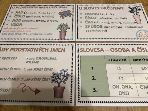 Materiál Mluvnické kategorie - plakáty použitý ve třídě