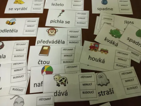 Materiál Slovesa - určení času použitý ve třídě