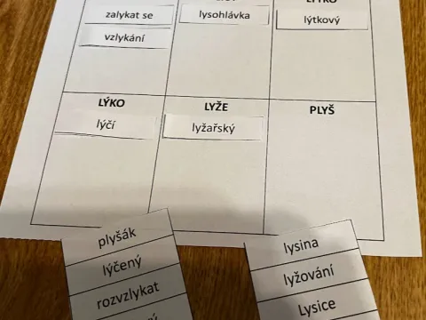 Materiál VS a slova příbuzná - vystřihni a nalep použitý ve třídě