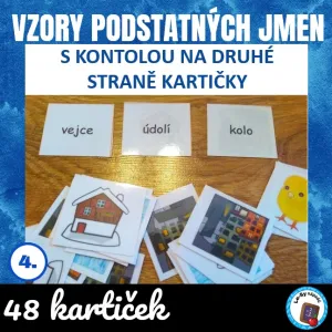 Vzory podst. jmen, rod střední - kartičky se sebekontrolou