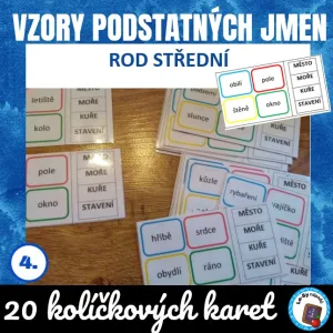 Vzory podst. jmen, rod střední - kolíčkové karty