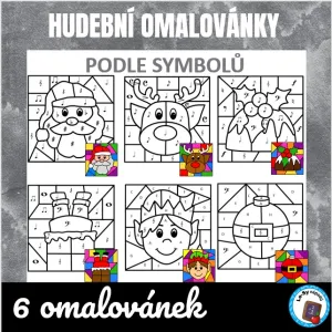 Hudební omalovánky podle symbolů