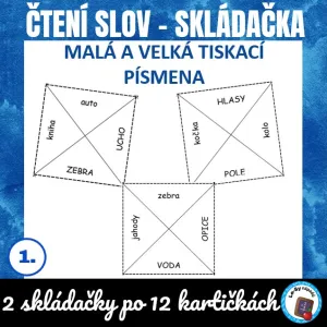 Čtení slov malá a velká tiskací písmena - skládačka
