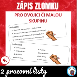 Zápis zlomku - pracovní list - zdarma