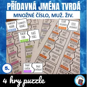 Přídavná jména - puzzle, tvorba množného čísla