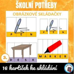 Obrázková skládačka - školní potřeby