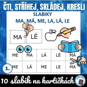 Slabiky - čti, stříhej, skládej a kresli - zdarma