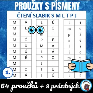 Proužky s písmeny ke čtení slabik