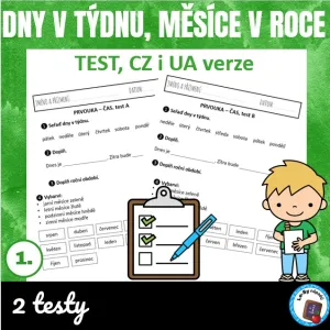 Dny v týdnu, měsíce v roce - test, zdarma