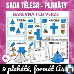 SADA - tělesa a jejich sítě barevné i čb plakáty