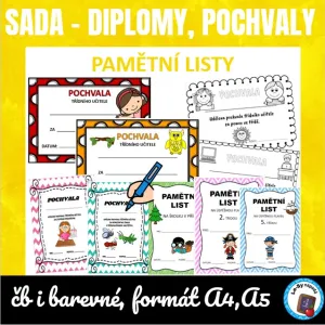 SADA - diplomy, pochvaly, pamětní listy