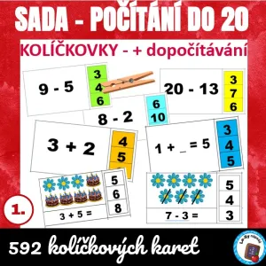SADA - kolíčkové kartičky k počítání do 20