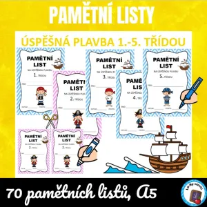 Pamětní list - úspěšná plavba 1.- 5. třídou