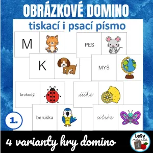Obrázkové domino - 4 druhy písma