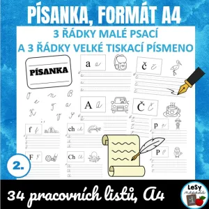 Písanka - opakování tvarů písmen, formát A4