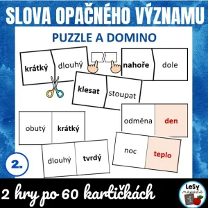 Slova opačného významu - puzzle a domino