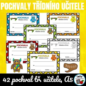 Pochvaly třídního učitele, formát A5 - sovičky