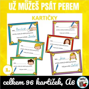 Kartičky - psaní perem, barevné