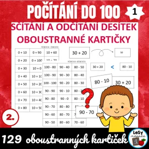 Počítání do 100 - oboustranné kartičky 1 (sčítání a odčítání desítek)