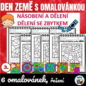 Den Země - násobení a dělení s omalovánkou