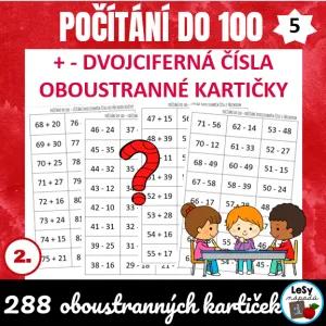 Počítání do 100 - oboustranné kartičky 5 (sčítání a odčítání dvojciferných čísel)