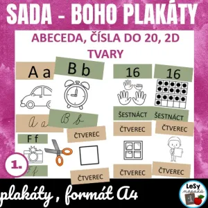 SADA - boho plakáty písmena, čísla, 2D tvary