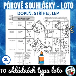 Párové souhlásky - loto s obrázky z farmy