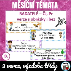Badatelé - měsíční témata pro 3. ročník, menší - zdarma
