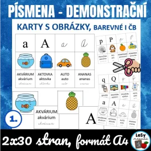 Demonstrační karty s písmeny a obrázky