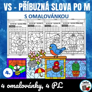VS PO M - příbuzná slova s omalovánkou