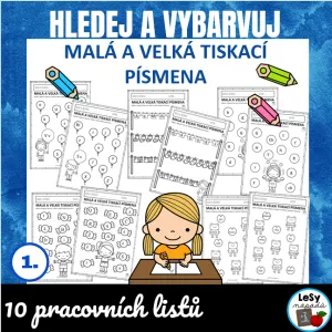 Hledej a vybarvuj - malá a velká tiskací písmena PL