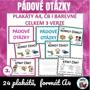 Pádové otázky - plakáty, formát A4