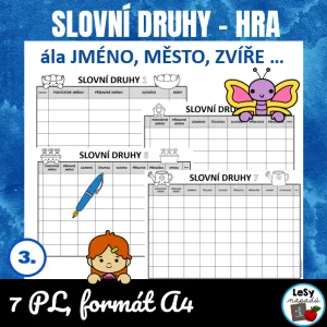Slovní druhy - hra, zdarma