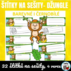 Džungle - štítky na sešity