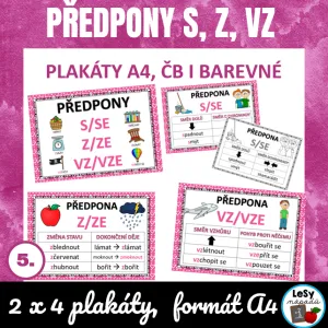 Předpony s, z, vz - plakáty